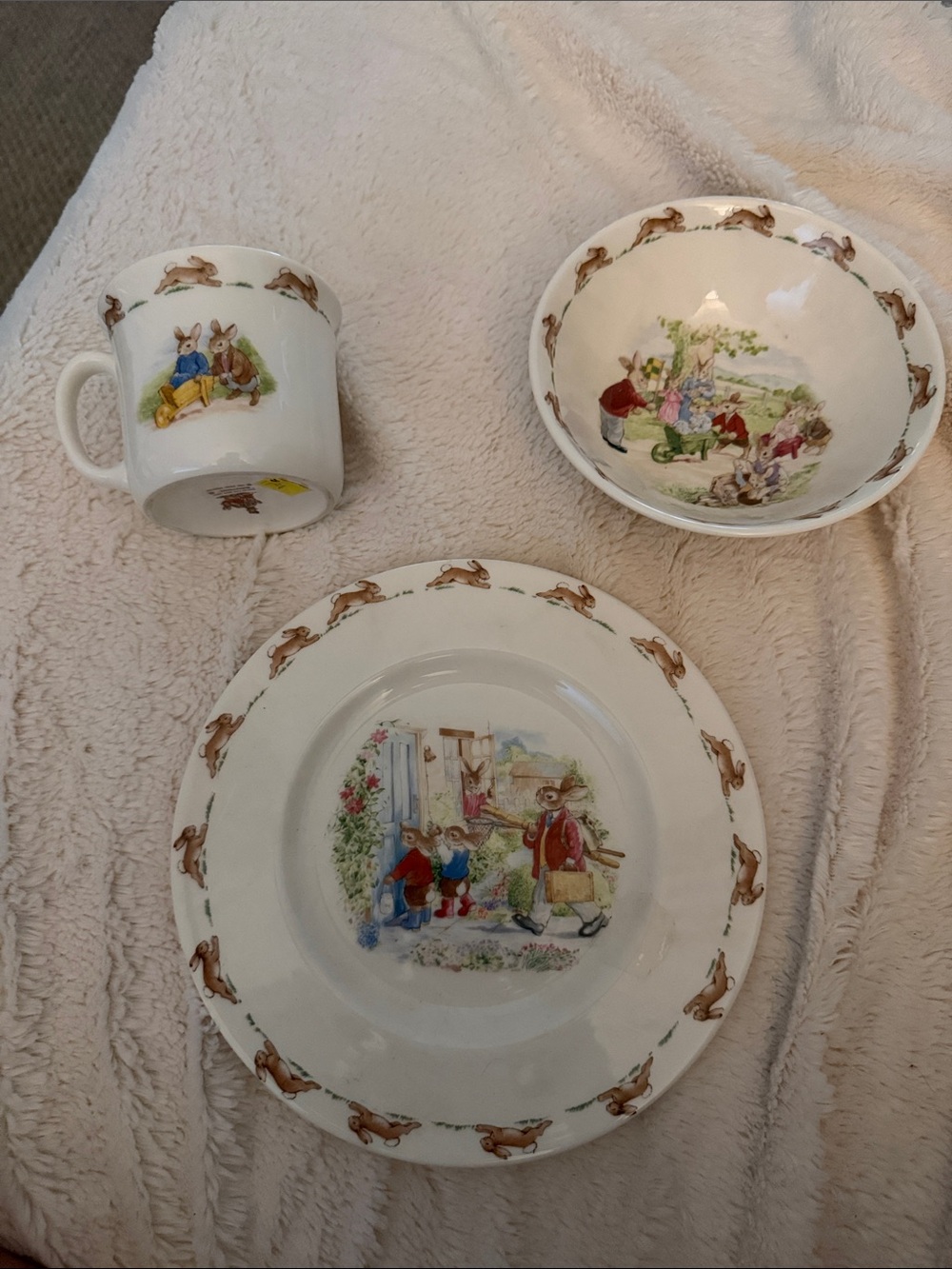 Royal Doulton White Children's Bunnykins 3 piece set